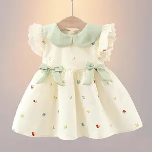 Baby Girl Dress Elegant Princess Dress Lace Ruffle Sleeve Children Girl Dress Cute Doll Collar Kid Clothes A1229