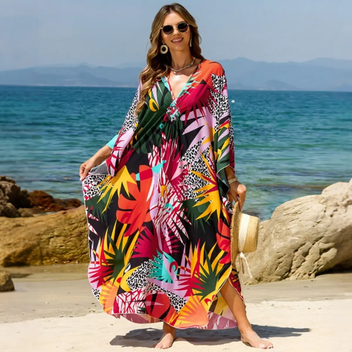 Red Tropical Leaf Print