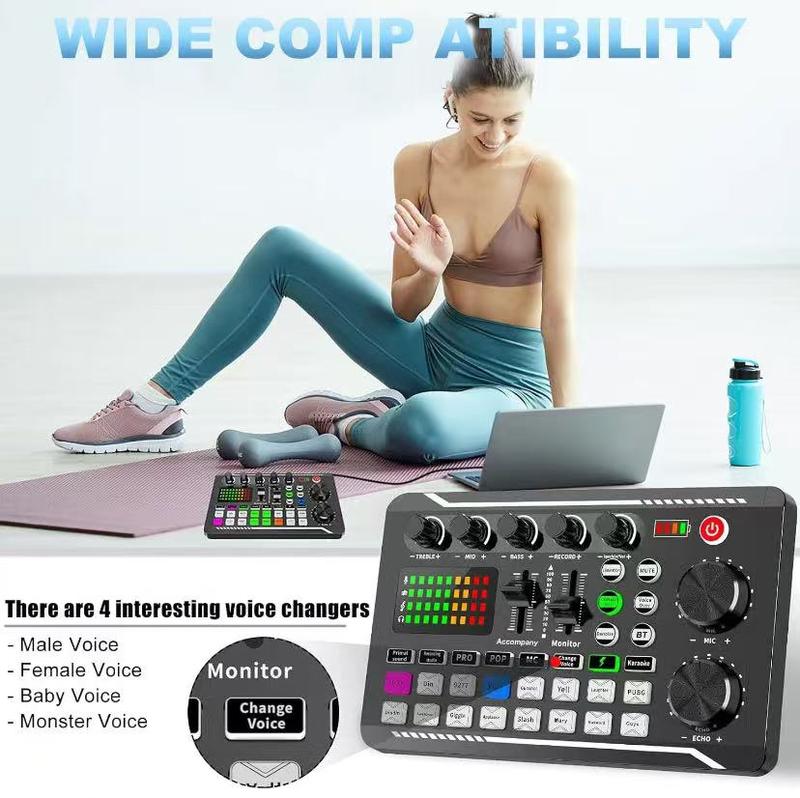 Professional Audio Mixer, SINWE Live Sound Card and Audio Interface with DJ Mixer Effects and Voice Changer,Podcast Production Studio Equipment, Prefect for Streaming/Podcasting/Gaming