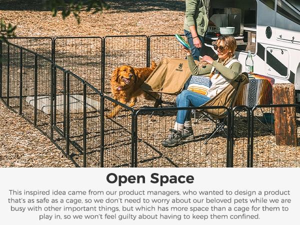 FXW Rollick Unleashed Dog Playpen, Add-On 2/4 Panels for Indoor, Yard, RV Camping, 24"/32"/40"/45"/50" Height for Small/Medium/Large Dogs, Black│Patented