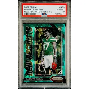 2022 PRIZM GARRETT WILSON #NR5 RC NEW RECRUITS GREEN ICE COLOR MATCH PSA 10