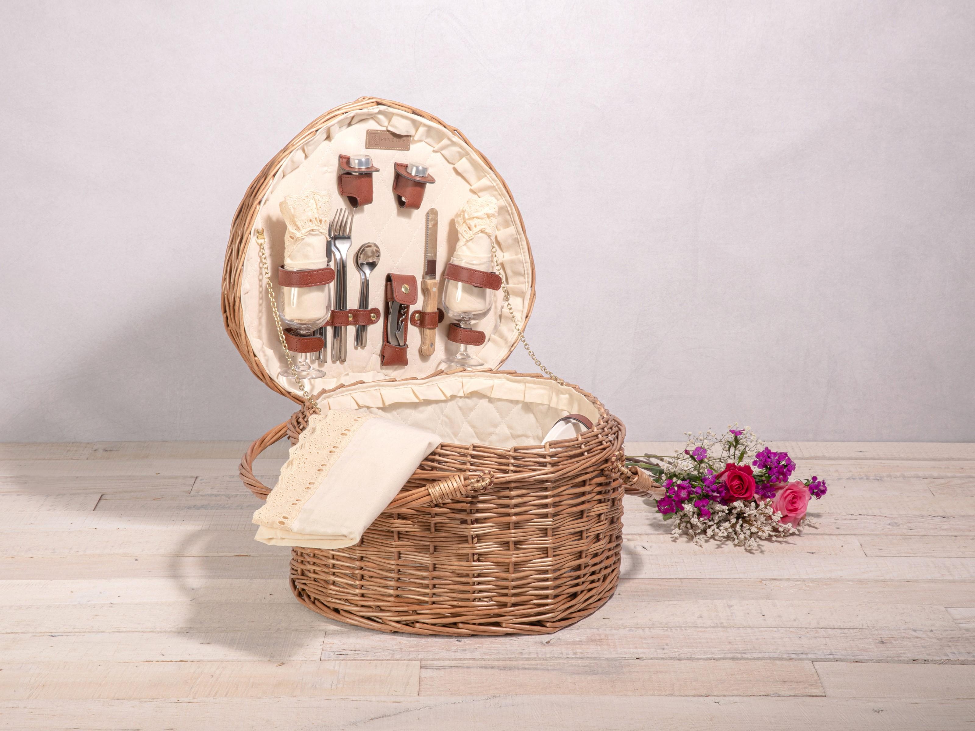 Heart Picnic Basket, (Antique White)