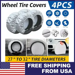 4-Pack 27-29 Inch Waterproof Tire Covers, UV-Protected Wheel & RV Trailer Camper Sun Protector, Durable & Weatherproof for Outdoor Use
