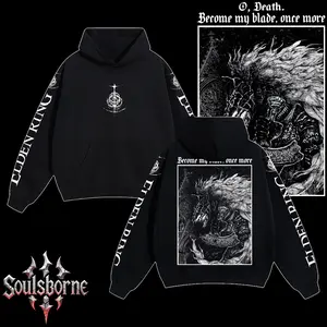 [Soulsborne Style] Vintage "Become My Blade, Once More" Maliketh the Black Blade - Elden Ring Unisex Hoodie, Soulsborne Gaming Apparel, Game Shirt, Video Game Clothes, Boy Merch, Gift For Him, Gift For Her, Soulslike Streetwear