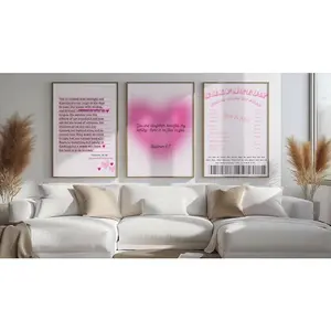 Pink Christian Scripture Wall Art Poster Unframed , Set of 3