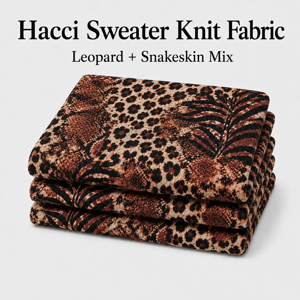 Hacci Sweater Knit Animal Print Fabric by the Yard, Leopard and Snakeskin Mix, Soft Stretch Knit for Cardigans and Loungewear