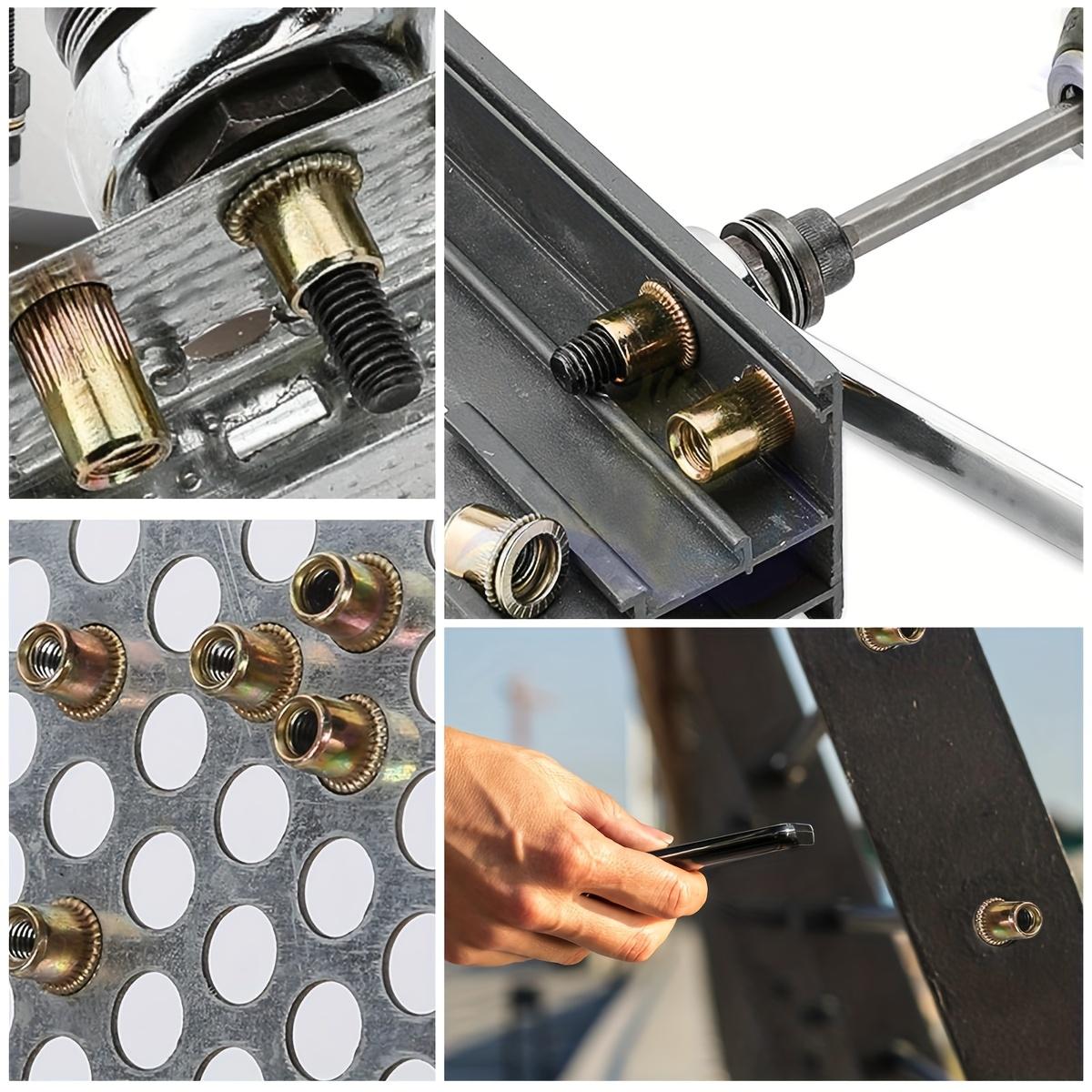 Rivet Nut Tool Kit, 16-Inch Rivnut Tool with 15 Metric & SAE Mandrels and Rivet Nut Gun, 200pcs Rivnut Tool Kit Assortment, Nutsert Tool Kit with Carrying Case