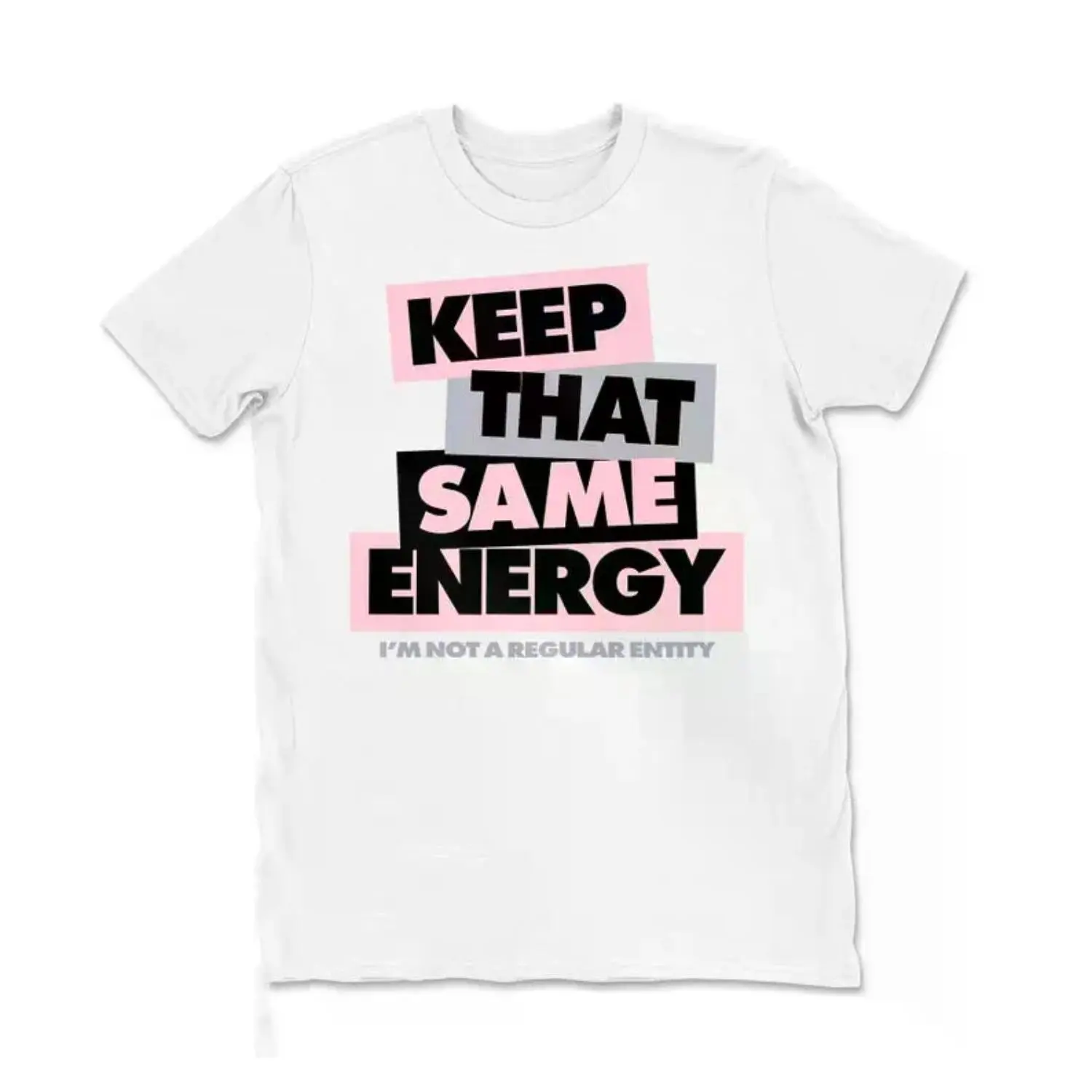 Streetwear Graphic Tee - "Keep That Same Energy" Retro Sneaker Match in Pink, Black, and White AJ5