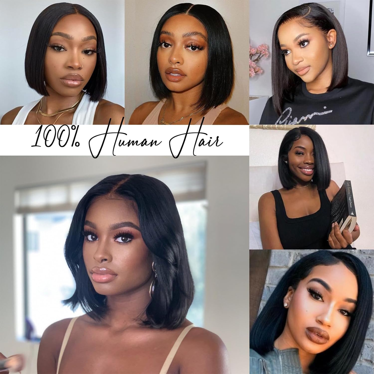 Bob Wig Human Hair 180% Density 13x4 HD Transparent Lace Front Wigs Human Hair Pre Plucked Short Bob Glueless Straight Wigs Human Hair for Women Natural Black 16 Inch SpringStatements