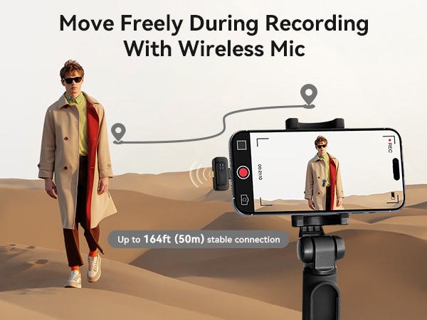 Wireless Lavalier Microphone for iPhone iPad Android with Charging Case,Lapel Mic with Noise Reduction,56H Battery Life, 164ft Range,Mini Microphone for Video Recording,TIKTOK,Vlog,Live Streaming