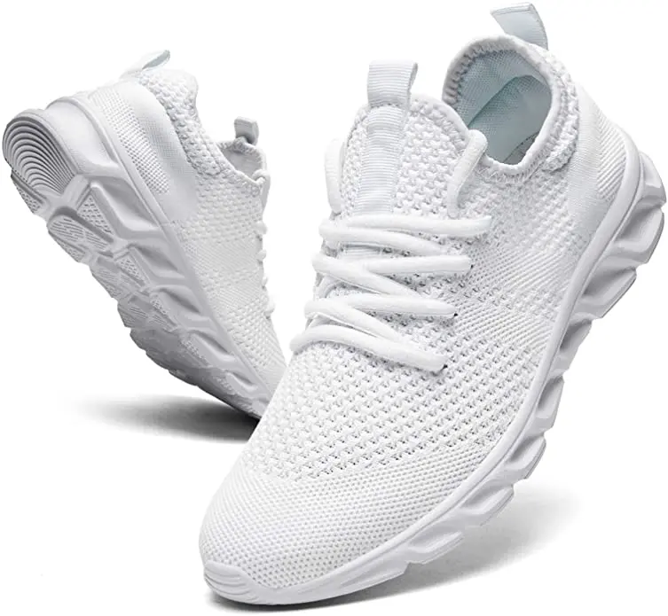 LEAFAGE Men's Braid Accent Athletic Sneakers, Lightweight Breathable Mesh Casual Trainers for Walking and Tennis, Men's Shoes, Anti-Slip Sole Casual Trainers, Walking Tennis, 360 Airflow Casual Trainers