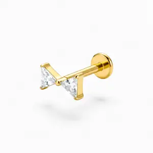 CZ Bow Dainty Internally Threaded Implant Grade Titanium Earring Stud Piercing Jewelry