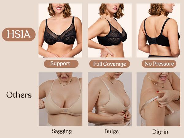 HSIA Enchante Floral Lace Unlined Comfort Non-padded Full Coverage Plus Size Underwire Bra Adjustable Straps The Adapter Cup Anti-Cookie-Cutter Bra