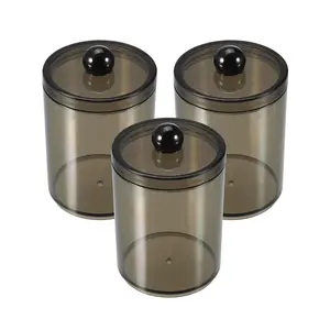 Unique Bargains 3 Pcs Cotton Buds Holder, Cosmetic Organizer, Round Cotton Pads for Bathroom, Black