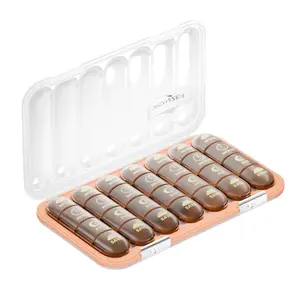 Weekly Pill Organizer, 7 Day Pill Box, Detachable Moisture-Proof Pill Case, Portable Travel Pill Container for Vitamins Fish Oil Compartments Supplement, 28 Compartments