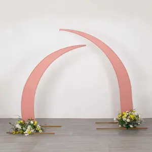 Set of 2 Dusty Rose Spandex Half Crescent Moon Wedding Arch Covers, Custom Fitted Backdrop Stand Cover for Curved Arbor Flower Balloon Frame