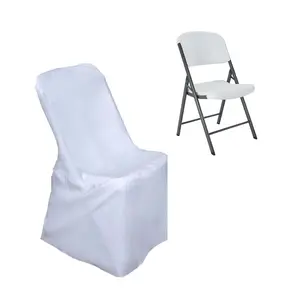 Polyester Folding Chair Cover White for Lifetime Chairs - Durable Reusable Slip-On Design for Events