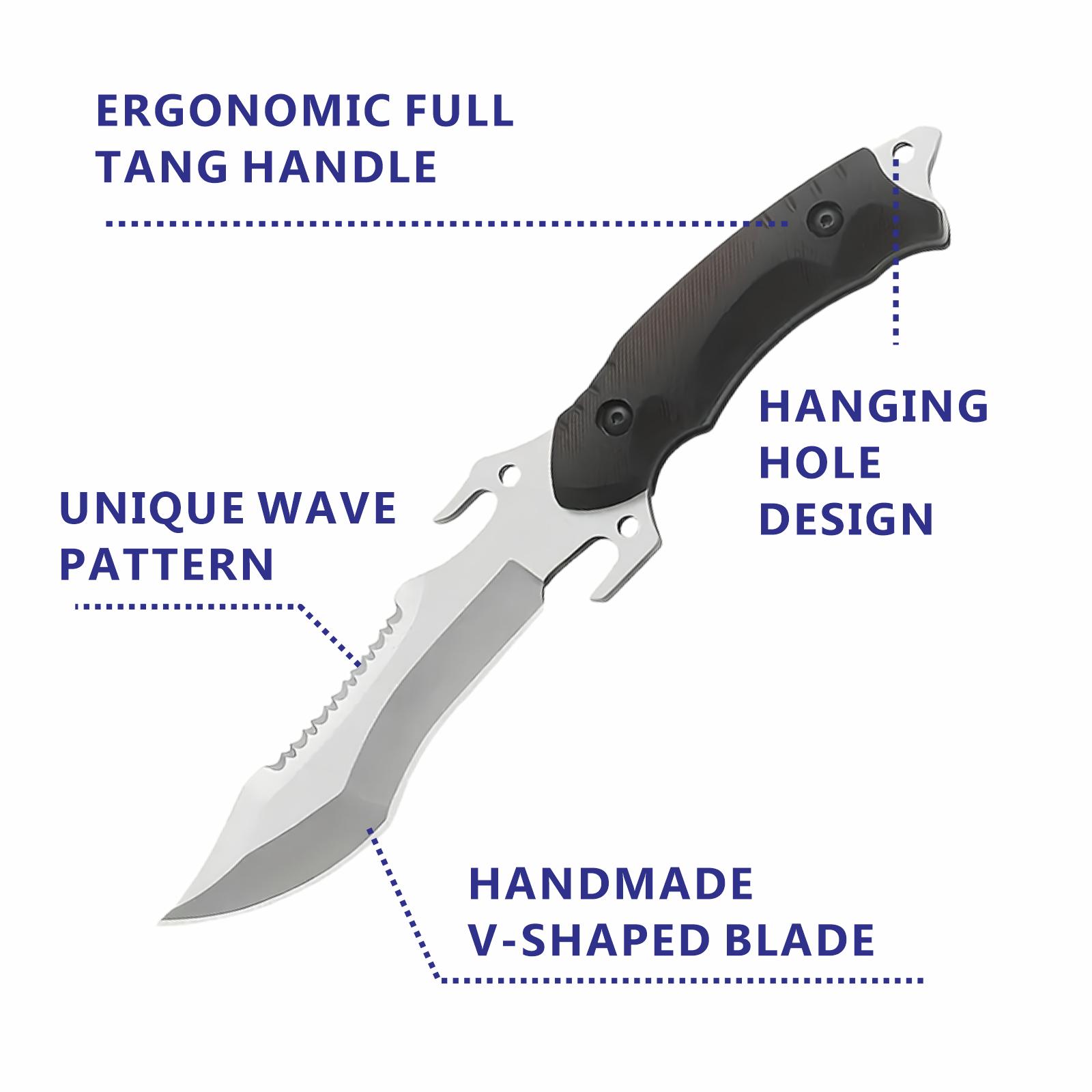 10-Inch Forged Camping Knife (with Sheath) – Stainless Steel Boning & Butcher Knife, Multipurpose Meat-Cutting Knife for Kitchen, Camping & Outdoor BBQ