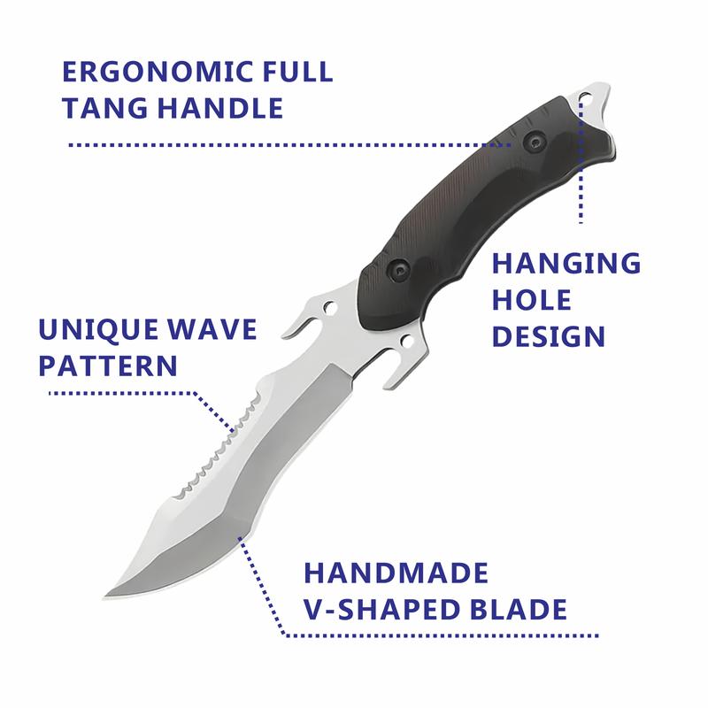 10-Inch Forged Camping Knife (with Sheath) – Stainless Steel Boning & Butcher Knife, Multipurpose Meat-Cutting Knife for Kitchen, Camping & Outdoor BBQ