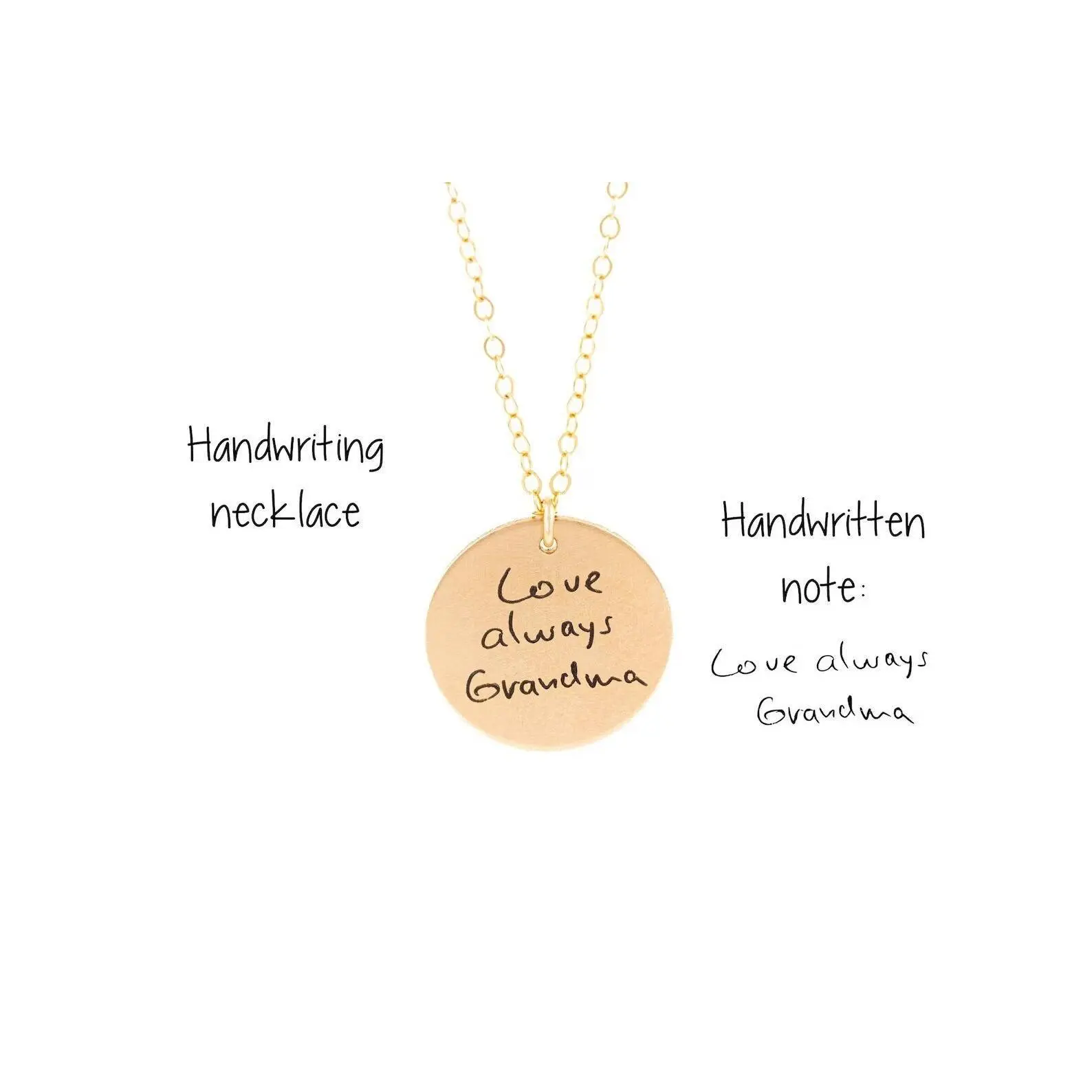 Handwriting Disc Necklace — Personalized Signature