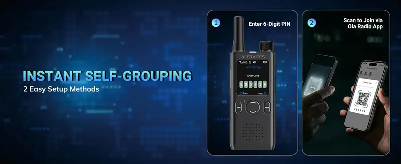 BAOFENG AT1 Slim PoC Business Walkie Talkie for Adults (12 Years Above) - 5G/4G Connectivity, Built-in Rechargeable Li-ion Battery, 5000+ Mi Unlimited Range, App-Controlled, Encrypted Chat, Lightweight for Long Shifts, Ideal for Trucks, Casual Daily Use
