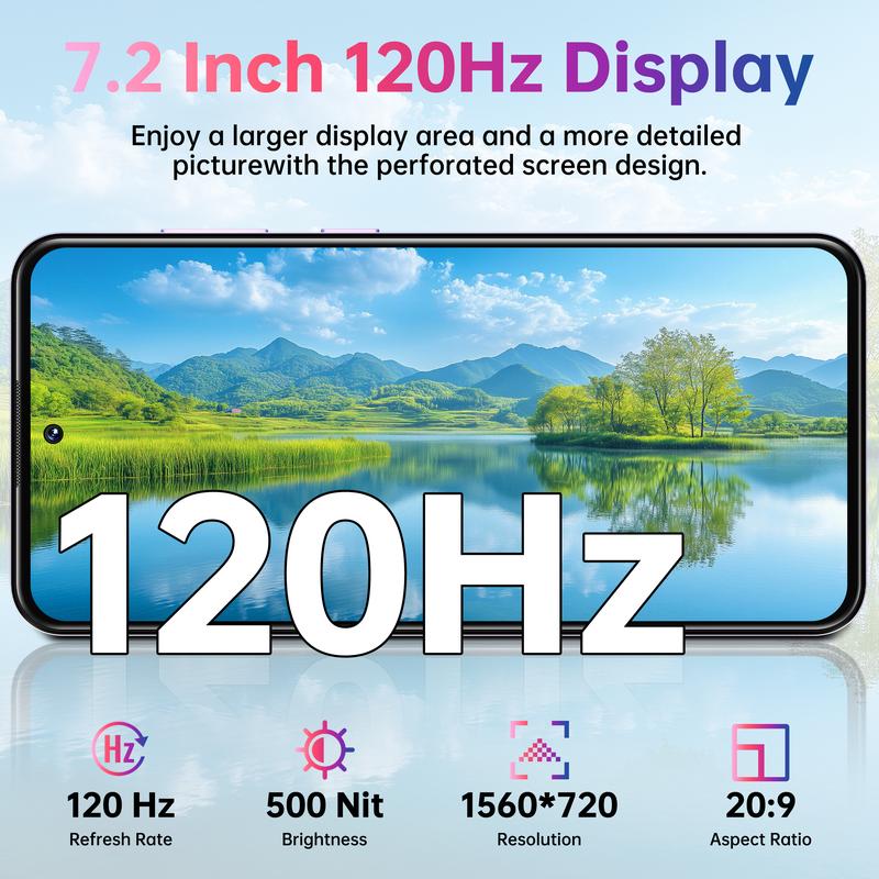 OUKITEL C69 SE Cell Phone Unlocked, 7.2''120Hz Display, 16GB(4+12)+128GB/TF 1TB Smartphone, 6000mAh Battery, Android 15 Phones, 64MP+8MP Camera, 4G Dual SIM Mobile Phone, GPS/OTG/Face ID/T-Mobile