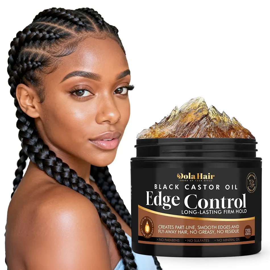 Dolahair Edge Control Gel with Black Castor Oil, 24-Hour Extreme Hold Moisturizer for Smooth & Slick Back Styles, Lightweight Haircare, Hydrating, Long Lasting, Nourishing, Glossy Hair, Moisture,back to school