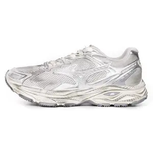 Mizuno Racer S Retro Distressed Mesh Low-Top Running Shoes for Men and Women in Silver-Gray Trending Shoes, House White Official Shoes to Get / Maison Mihara