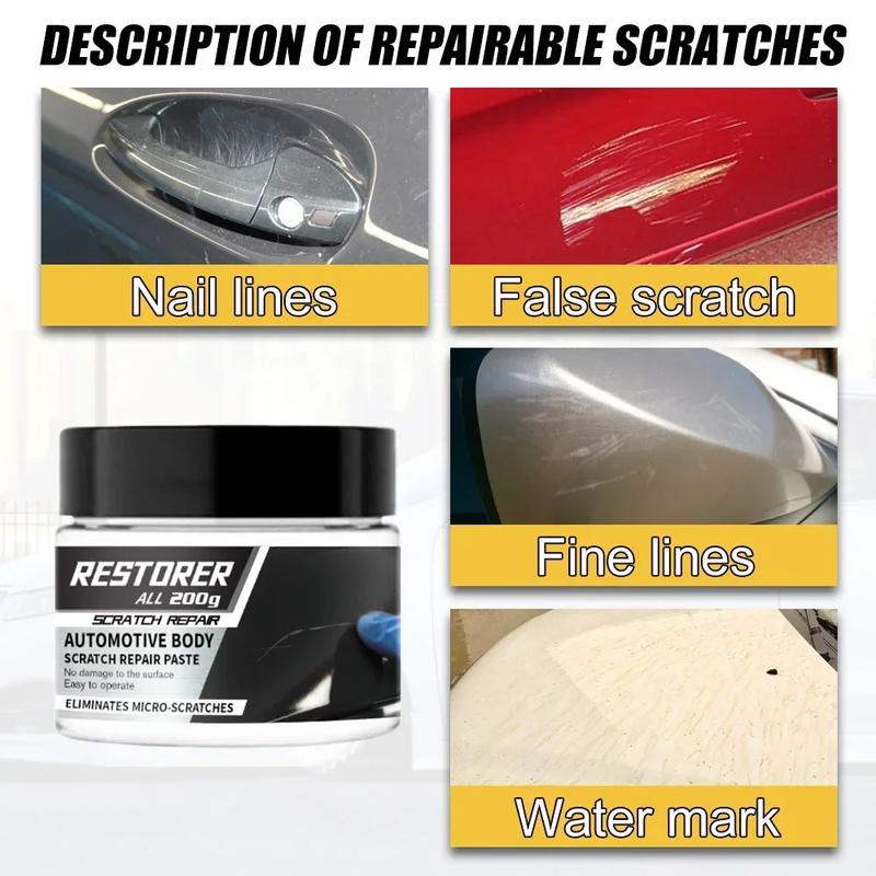 Car Scratch Repair Kit, 200g Scratch Remover & Polish Compound for Light Paint Scratches, Auto Paint Care Accessories