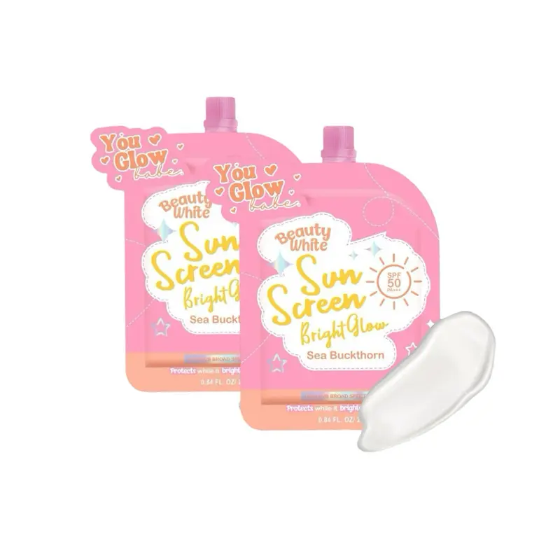 You Glow Babe Beauty White Sunscreen Bright Glow with Sea Buckthorn SPF 50 PA+++  (Twin Pack) 25g x 2 sachets