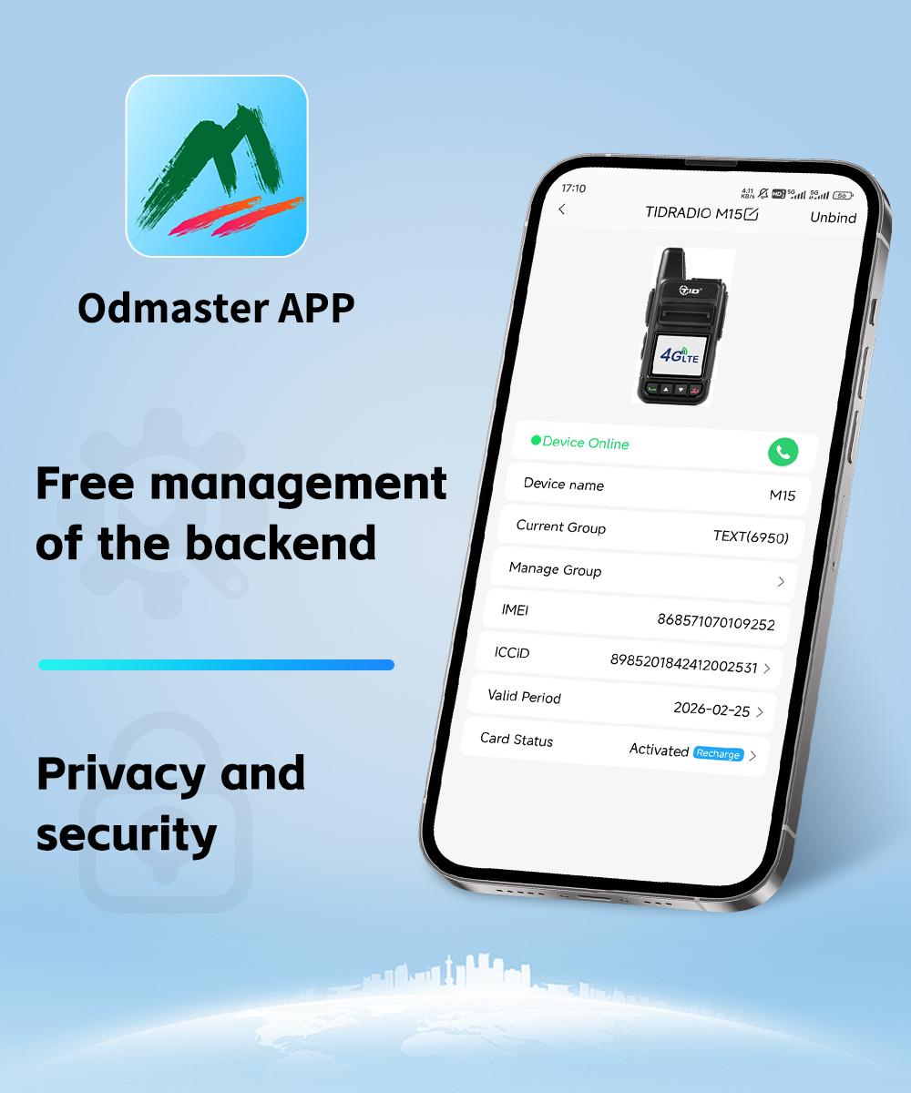 TIDRADIO TD-M15 Global POC Radio with 1 Year SIM Card Walkie Talkie Long Range 4G Network 2 Way Radio 5000 KM for Hiking and Camping 3000mAh Battery Clear Audio 4G Signal