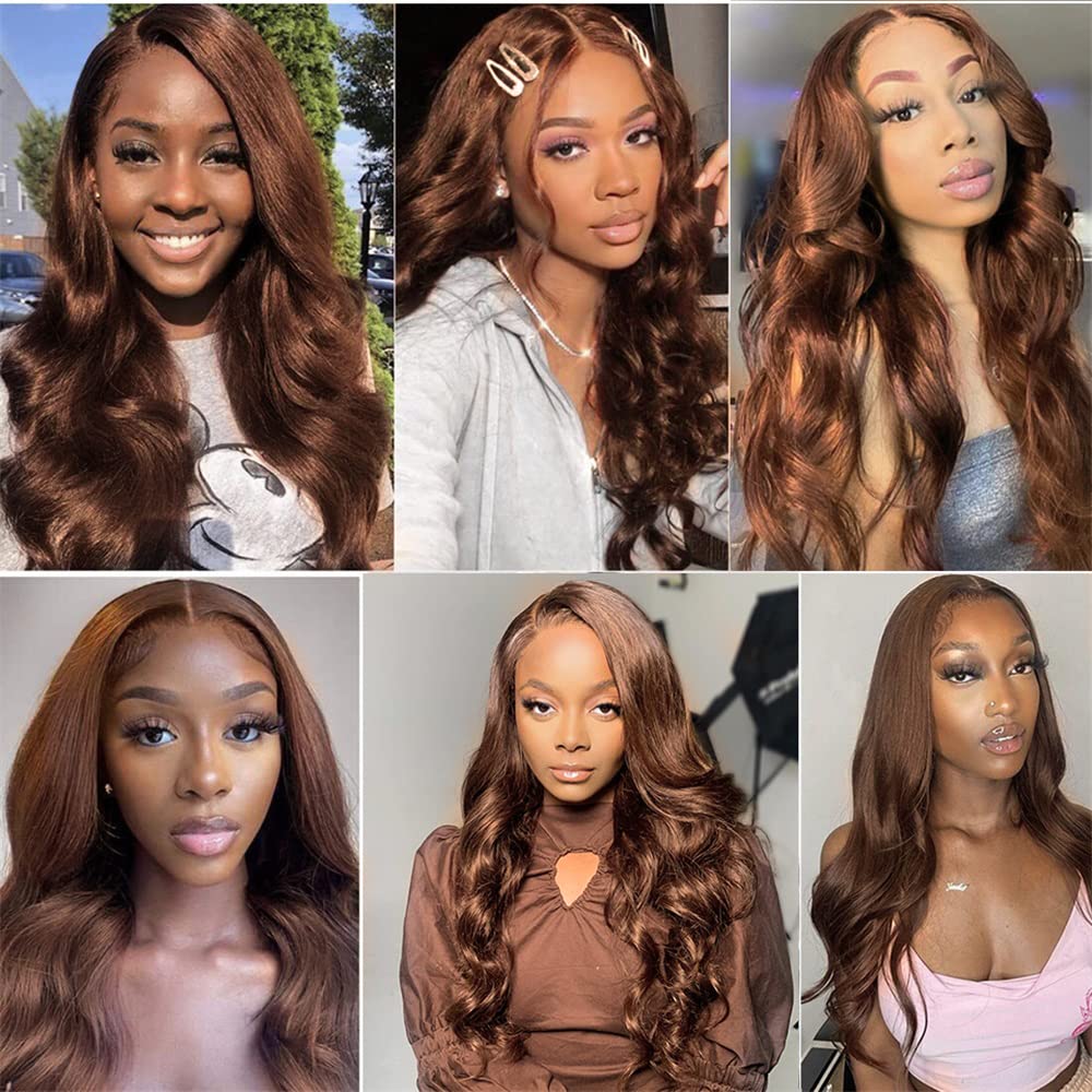 Chocolate Brown Body Wave Wigs Human Hair 13x4 13x6 HD Transparent Lace Front Human Hair Wigs Pre Plucked 7x5 9x6 Glueless Wigs Brazilian Remy Hair Wig 180% Density Chocolate Brown Body Wave Wigs Human Hair 13x4 13x6 HD Transparent Lace Front Human Hair Wigs Pre Plucked 7x5 9x6 Glueless Wigs Brazilian Remy Hair Wig 180% Density