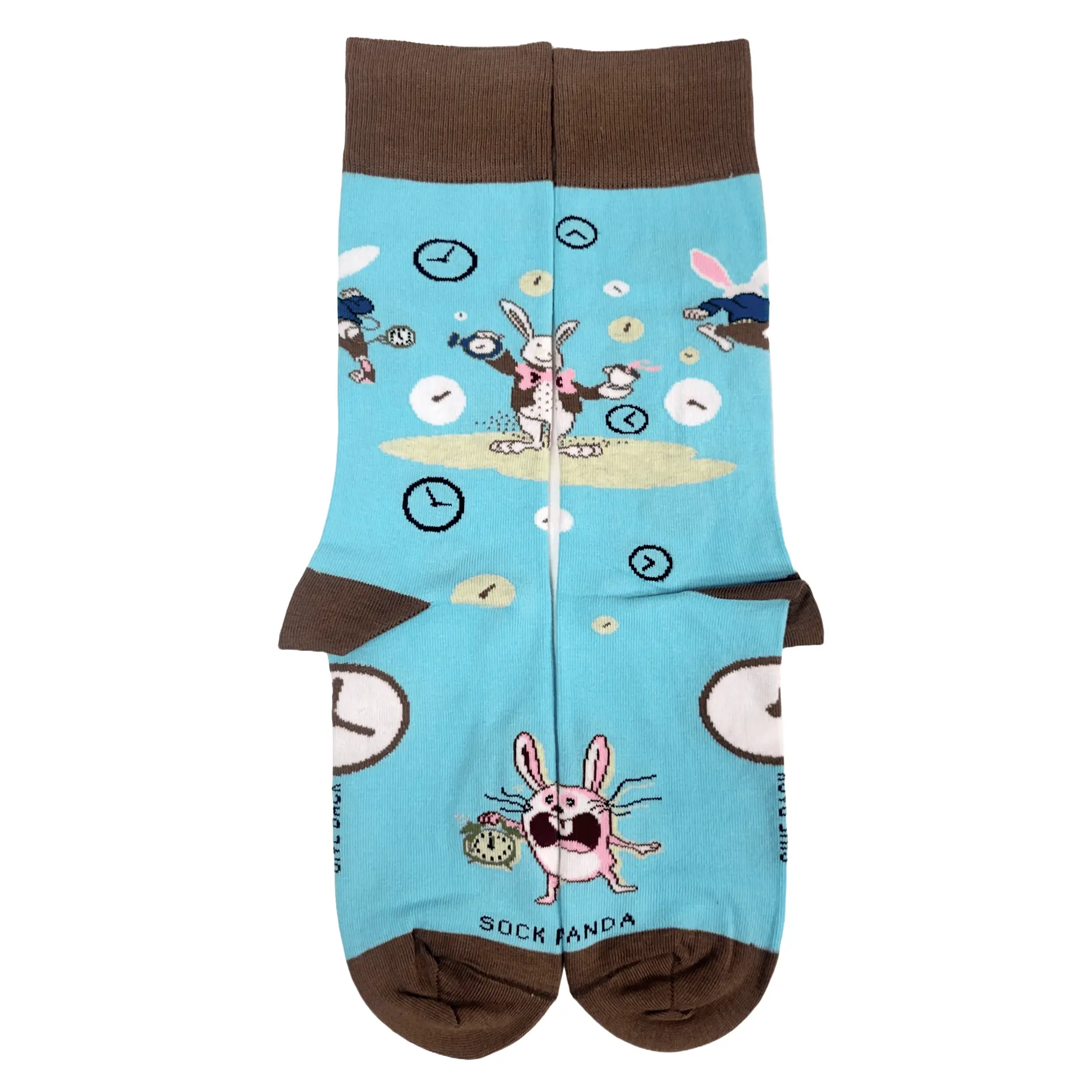 Time Bunny Rabbit Socks from the Sock Panda (Adult Large - Men's Shoe Sizes 8-12) Cotton
