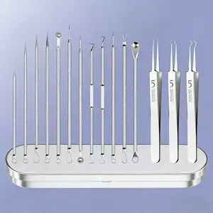15 Counts Acne Needle Set, Multi-Functional Beauty Tool Kit for Blackhead Extraction and Acne Treatment