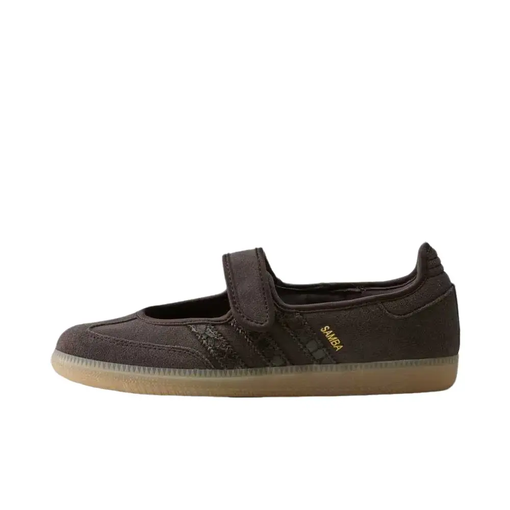 Adidas Women's Classic Samba Jane 'Aurora Coffee' Sports Sneakers - Mary Jane Style, Adjustable Strap, Gum Rubber Sole, Round Toe, Premium Upper, Aurora Coffee Tones, Everyday Walking Shoes