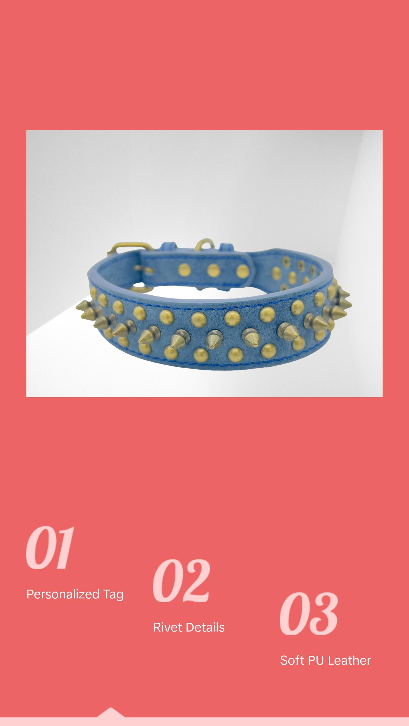 JACK Rivets Handmade PU Leather Dog Collar