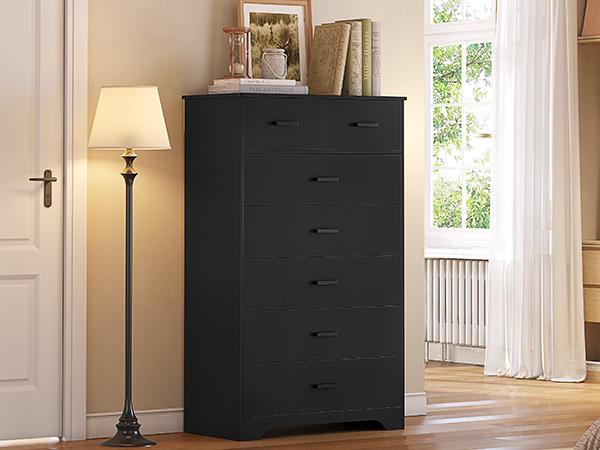 Hasuit 55.6 Inch Tall 7 Drawers Dresser Large Chest of Drawers with Modern Wooden Vertical Storage Clothes Closet Organizer