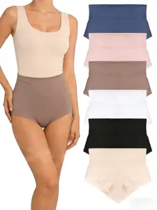 6-Pack High Waisted Seamless Panty  | Tummy Control & Breathable Soft Underwear for Women | High-Waist Briefs Set