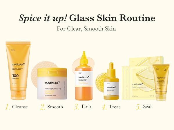 [medicube] Kojic Acid Turmeric Clarifying Toner Pad for Troubled Skin & Use After Spot Care | Soothing & Calming with Turmeric, Niacinamide, Glycolic Acid  | Korean Skin Care, 70 Pads