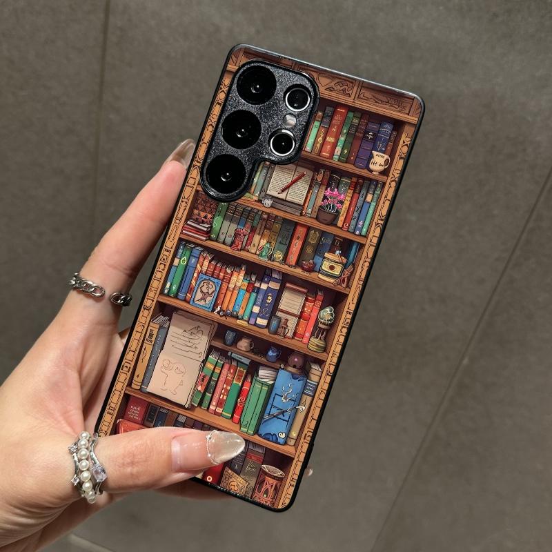 Compatible with iPhone 16 Pro Max /15/14/13/12/S25 Ultra/S24/S23/S22/Google Pixel 6/7/8/9 Phone Case  Bookshelf Pattern  phone case HN-SJ01