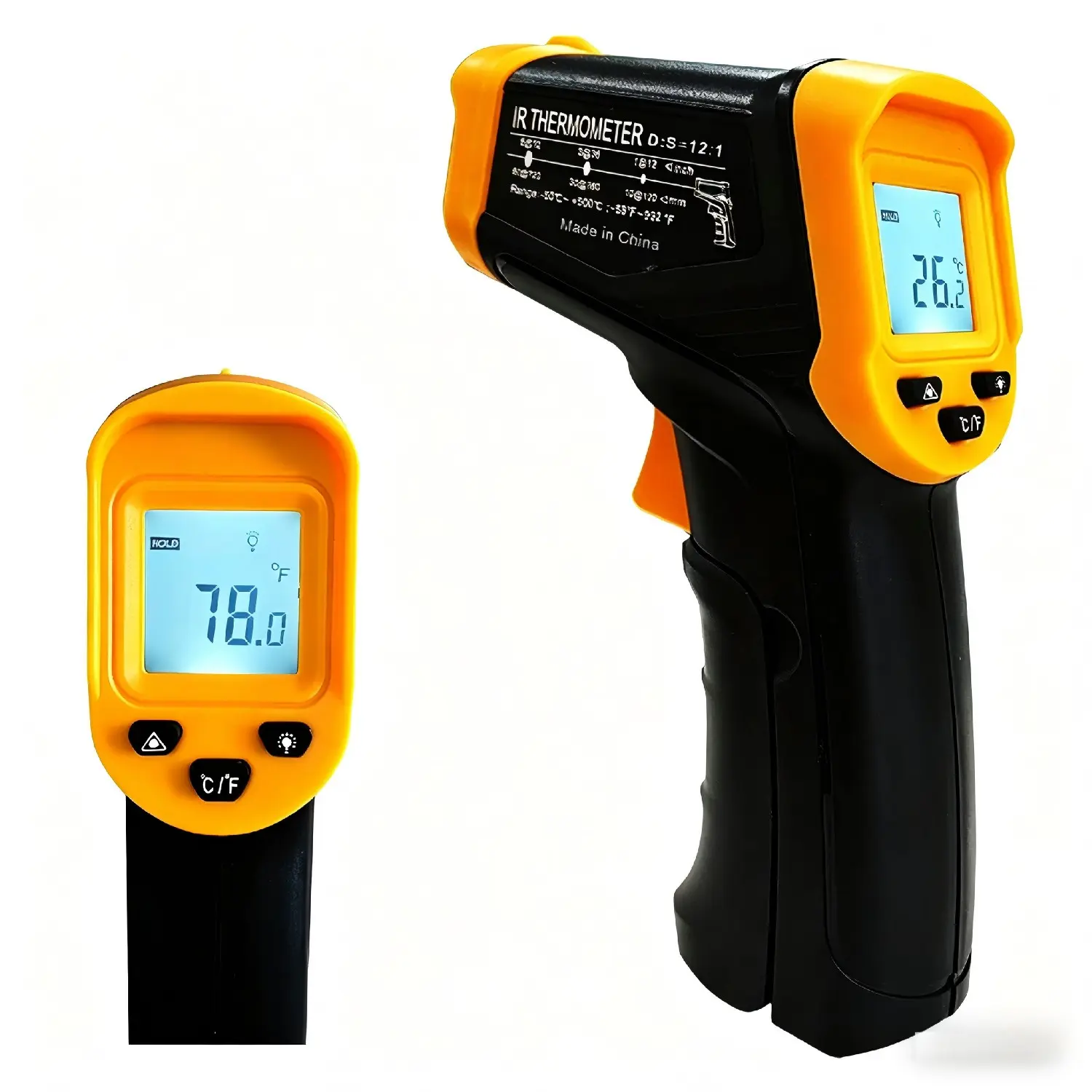 Digital Infrared Thermometer, Handheld Non-Contact Temperature Sensor, Backlit, Ir Thermometer, No Touch Thermometer, Range 50°c to 500°c, Not for Human Body Measurement