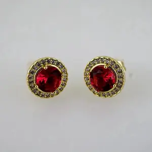 Earrings – Aretes – Zircon Stone – 14K Real Color