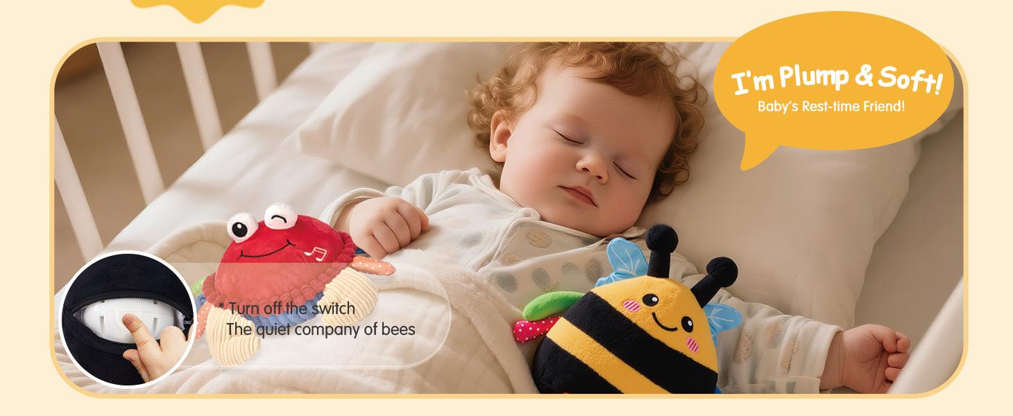 Hahaland Musical Interactive Dancing Crab/Bee/Football Plush Toy - 48 Songs & Repeat What You Say- Walking Moving Bouncing Crawling Toddler Toy 1-3 Baby Toy Infant Tummy Time Toy 0-3-6-12-18 Months Birthday Easter Basket Stuffers  Gifts for Kids