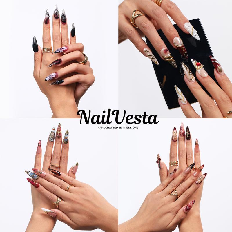 NailVesta DreamWear Collection – 100% Handcrafted 3D Press-On Nails | Reusable, Long-Lasting, Salon-Quality