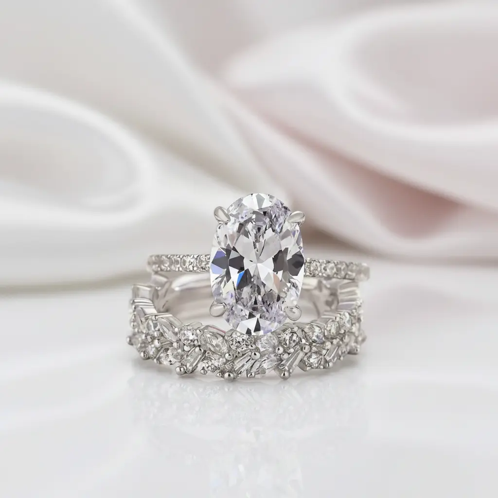 Stunning Oval Cut Diamond Option Wedding Ring Set