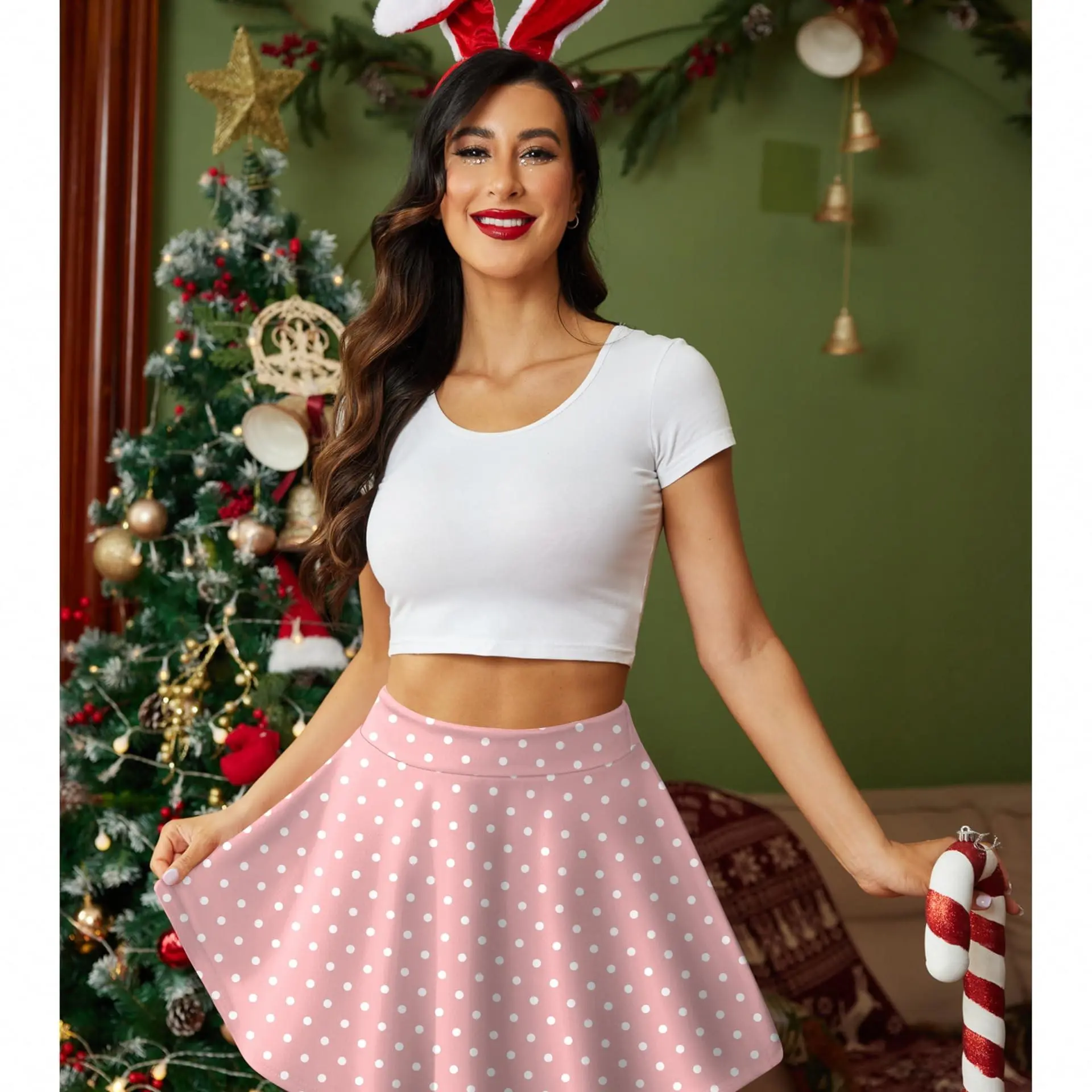 Women’s Stretch High-Waist A-Line Skirt Summer  Bottom Short Womenswear