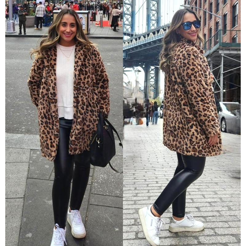 Buenoble Leopard Faux Fur Coat for Women | Super Soft Warm Stylish Winter Jacket | Viral Fall Winter Outfit