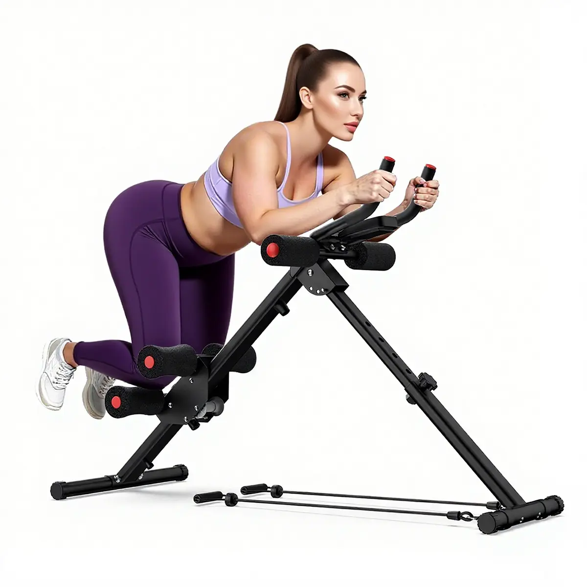 RELIFE REBUILD YOUR LIFE Ab Machine and Core Trainer, Adjustable Heavy-Duty Steel Workout Equipment for Abs, Foldable At Home Gym Equipment with LCD Display, 440 lbs Capacity, Abdominal Core Equipment, Exercise Equipment