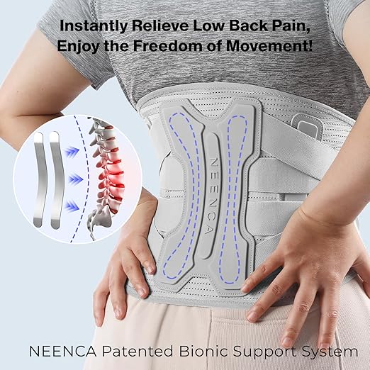 NEENCA Back Brace for Lower Back Pain Relief with Bionic Support System, Lumbar Support Belt for Women&Men with Lumbar Pad, Soft Breathable 3D Knit Fabric for Herniated Disc, Sciatica, Scoliosis NEENCA Back Brace for Lower Back Pain Relief with Bionic Support System, Lumbar Support Belt for Women&Men with Lumbar Pad, Soft Breathable 3D Knit Fabric for Herniated Disc, Sciatica, Scoliosis