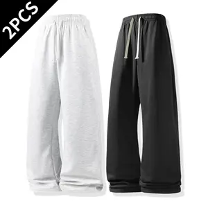 Men'S Loose-Fitting Straight-Leg Long Pants, Spring And Autumn Fitness Sports Pants - Soft And Slightly Elastic Knitted Fabric, Drawstring Waist, Spring And Autumn Outdoor Casual Style And Sportswear